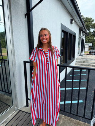The Caroline Stripe Midi Dress