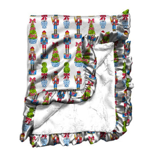 Jane Marie Festive Nutcracker Satin Ruffle Blanket