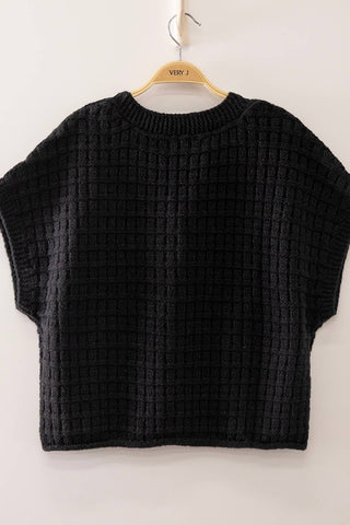Waffle Texture Crop Cardigan in Chocolate