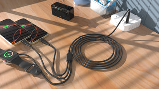 Nylon Mesh 3-in-1 Cable USB-C to USB-C, Iphone, Watch-6ft