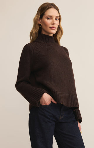 Z Supply Emerge Funnel Neck Sweater Chocolate Cherry