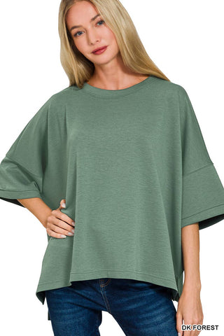 `Scuba Round Neck Top With Side Slits