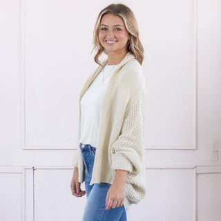 Caroline Open Knitted Cardigan   Cream   One Size