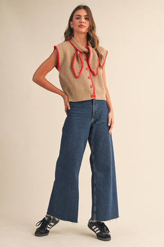 Tie Neck Sweater Vest