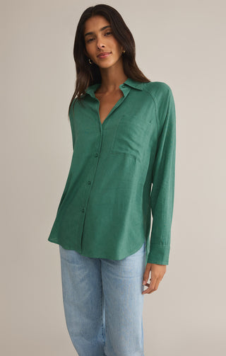 Z Supply The Perfect Linen Top Botanical Green