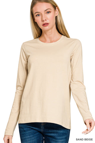Cotton Crew Neck Longsleeve T-Shirt