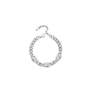 Isla Everyday Chain Bracelet    - Cuban Link with Bezel  Baguette- PVD Steel