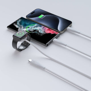 Nylon Mesh 3-in-1 Cable USB-C to USB-C, Iphone, Watch-6ft