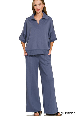 Scuba Collared Short Sleeve Pullover & Pants Set