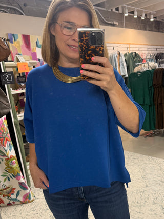 `Scuba Round Neck Top With Side Slits