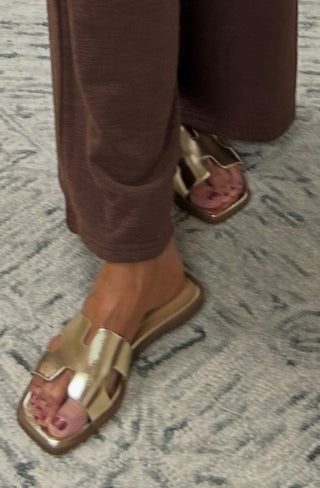 Golden H Slide Sandals