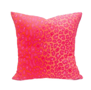 Pink and Orange Leopard Print Pillow