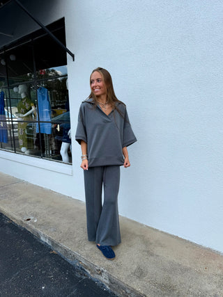 Scuba Collared Short Sleeve Pullover & Pants Set