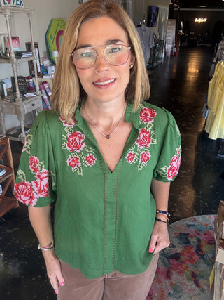 THML Rose Garden Embroidered Top
