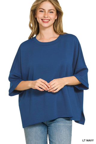 `Scuba Round Neck Top With Side Slits