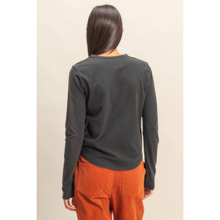 Long Sleeve Round Hem Top