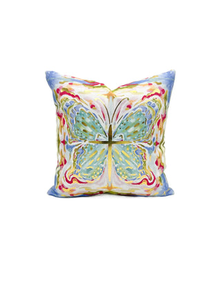 Gold Foil Botanical Kaleidoscope Butterfly Pillow