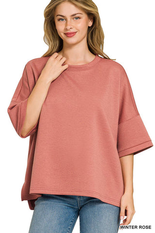 `Scuba Round Neck Top With Side Slits