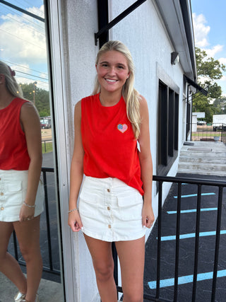 BAYEAS High Rise White Denim Skort