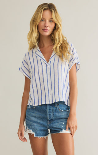 Paralell Button Down Top Palace Blue Z Supply