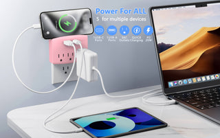 Charging Outlet with Shelf – 3 AC, 2xUSB-C & 1xUSB-A Ports