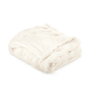 Ivory Gathered Stretched Throw Blanket