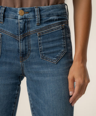 KUT FROM THE KLOTH Peak KELSEY HIGH RISE ANKLE FLARE FRT YOKE PKT RAW HEM