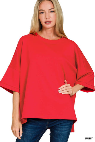`Scuba Round Neck Top With Side Slits