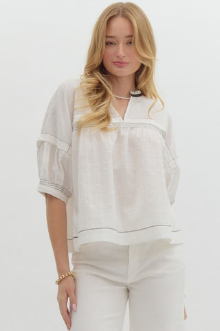 White Pintuck Top