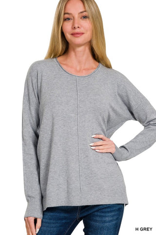 Heather Grey Front Seam Sweater