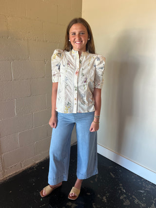 Cream Floral Top