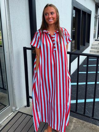 The Caroline Stripe Midi Dress
