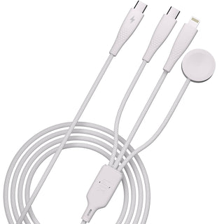 Nylon Mesh 3-in-1 Cable USB-C to USB-C, Iphone, Watch-6ft