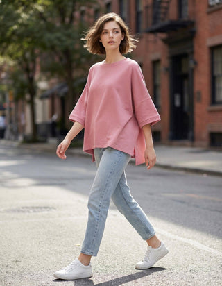 `Scuba Round Neck Top With Side Slits