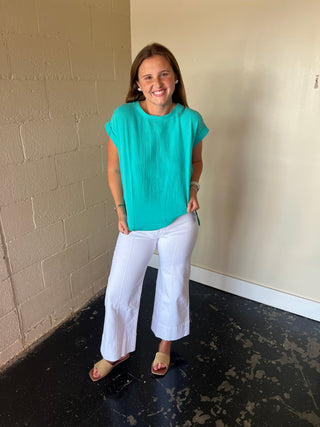 Zenana Gauze Round Neck Top