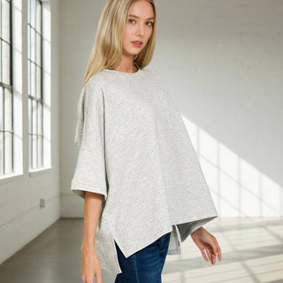 `Scuba Round Neck Top With Side Slits