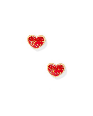 LINNY CO Screwback Stud Earrings - Nora Heart Red