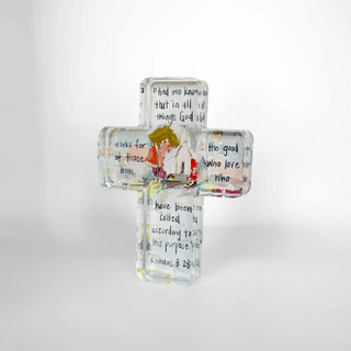 Lauren Dunn ROMANS 8:28 ACRYLIC CROSS
