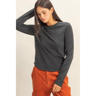 Long Sleeve Round Hem Top