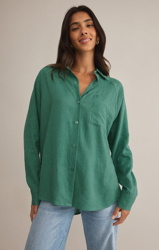 Z Supply The Perfect Linen Top Botanical Green