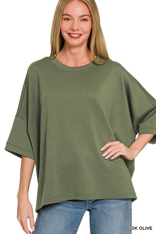 `Scuba Round Neck Top With Side Slits