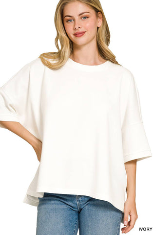 `Scuba Round Neck Top With Side Slits