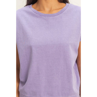 Sleeveless Crew Neck Top and Shorts Set
