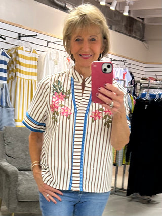 THML Striped Floral Top