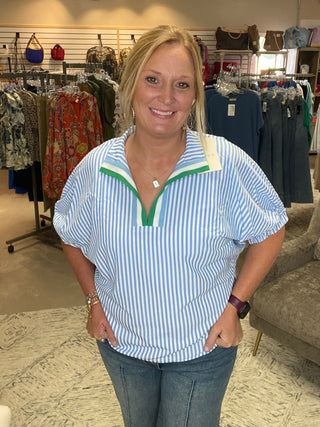 Blue Striped Top