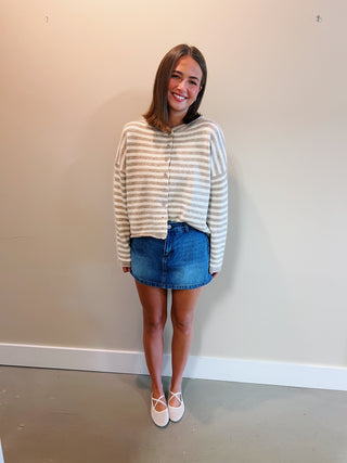 Denim Barrel Mini Skort