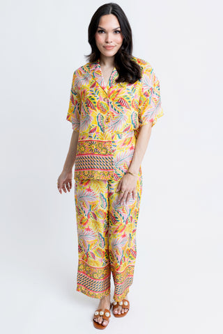 Karlie Tropical Button Top