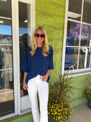 `Scuba Round Neck Top With Side Slits