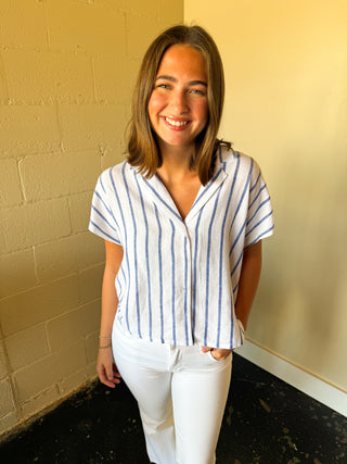 Paralell Button Down Top Palace Blue Z Supply