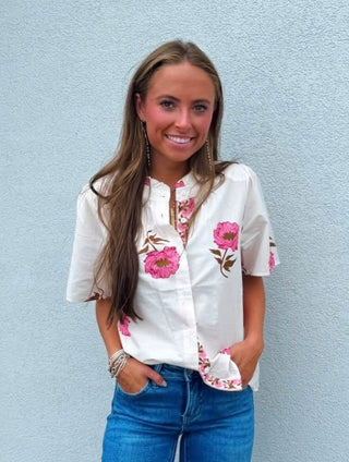 THML Pretty in Pink Floral Top